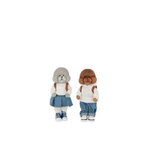 POODLE CLOTHE+BAG POLYRESIN MULTICOLORED SMALL ASSORTMENT OF 2