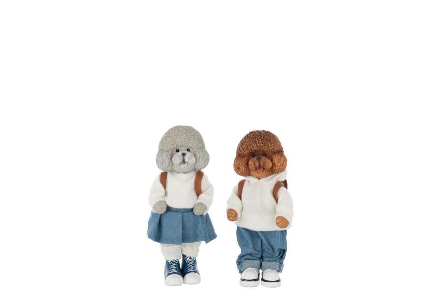 POODLE CLOTHE+BAG POLYRESIN MULTICOLORED SMALL ASSORTMENT OF 2