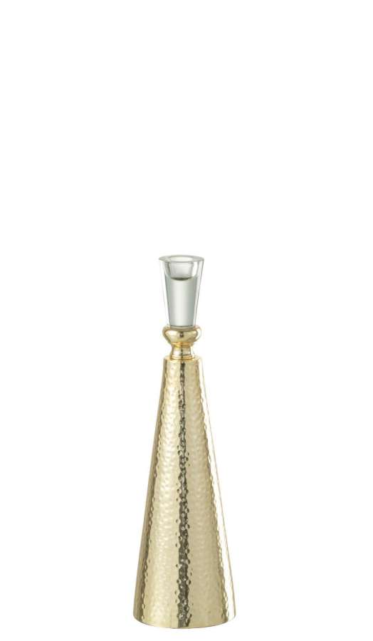 CANDLEHOLDER TAPE ALUMINIUM/GLASS GOLD/TRANSPARENT LARGE