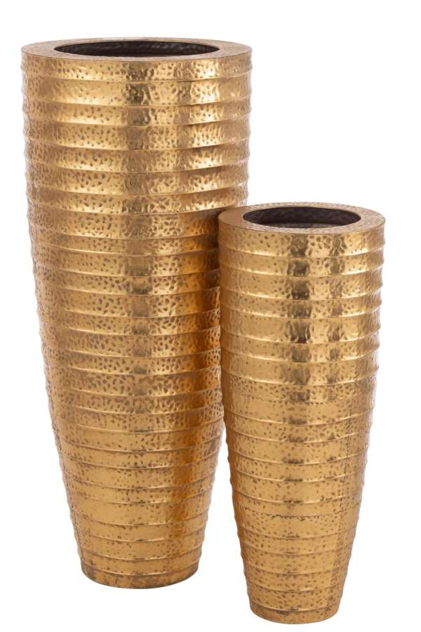 SET OF 2 METAL VASES EGYPT METAL GOLD