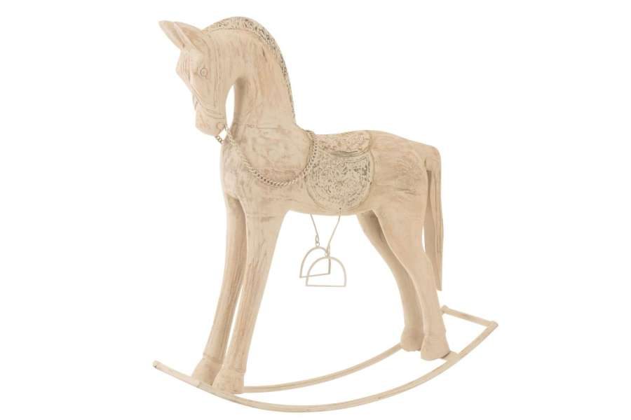ROCKING HORSE TOPO MANGO WOOD/METAL NATURAL LARGE