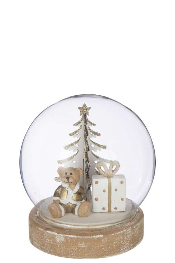 BALL LED BEAR PLYWOOD WHITE/GOLD COLORED