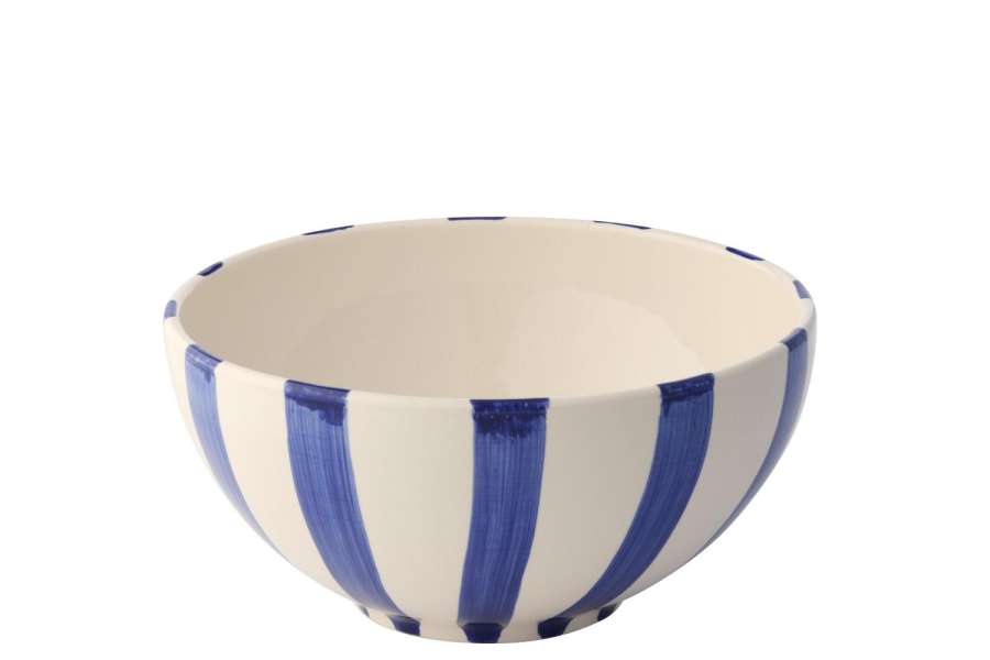BOWL FISH STRIPED CERAMIC DARK BLUE LARGE