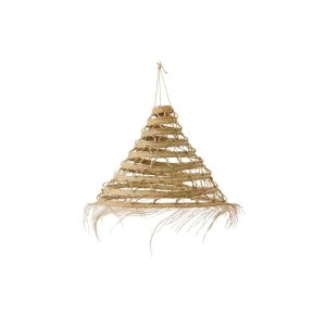 LAMP SHADE BRAIDED + FRINGES GRASS NATURAL SMALL