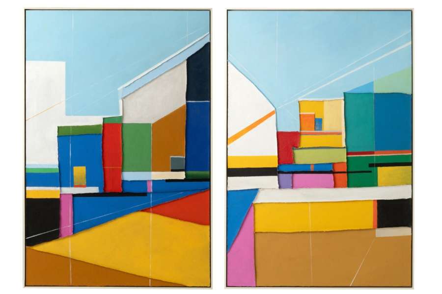 PAINTING MODERN ACRYLIC MULTICOLORED ASSORTMENT OF 2