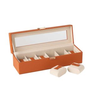 SWATCH BOX 6 COMPARTMENTS ARTIFICIAL LEATHER COGNAC