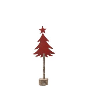 CHRISTMAS TREE +STAR IRON/PAULOWNIA WOOD CHRISTMAS RED SMALL