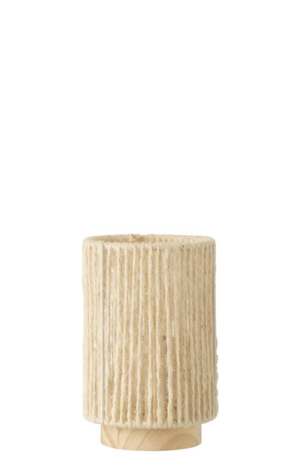 TABLE LAMP LED CYLINDRICAL METAL/COTTON NATURAL SMALL