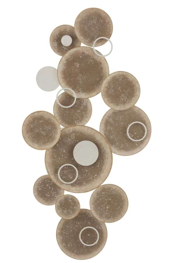 WALL DECO CIRCLES METAL BROWN/WHITE