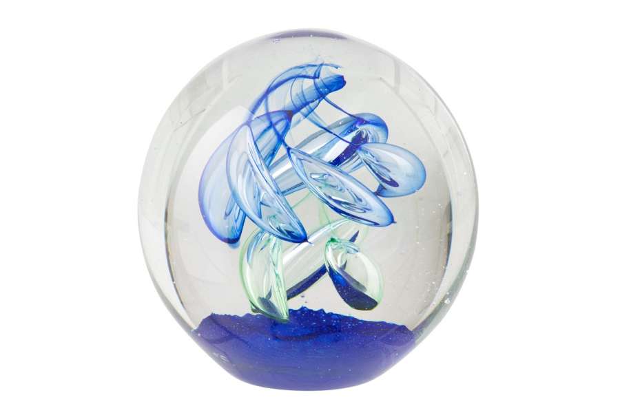 PAPERWEIGHT BALL GLASS BLUE/GREEN LARGE