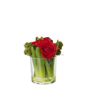 RANUNCULUS IN VASE FABRIC RED/TRANSPARENT SMALL