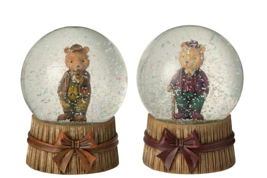 WATER GLOBE BEAR STONE MULTICOLORED ASSORTMENT OF 2