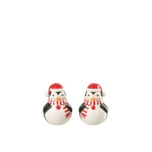 SALT & PEPPER PENGUIN DOLOMITE CHRISTMAS RED/WHITE