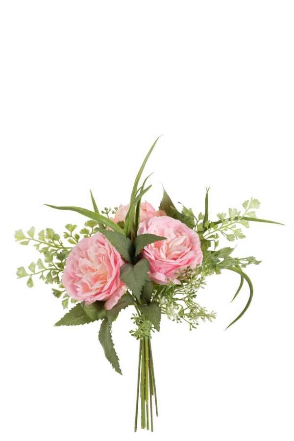 BOUQUET TULIPS FERNS PLASTIC LIGHT PINK