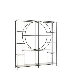 RACK 2 PARTS CIRCLE METAL/GLASS BLACK