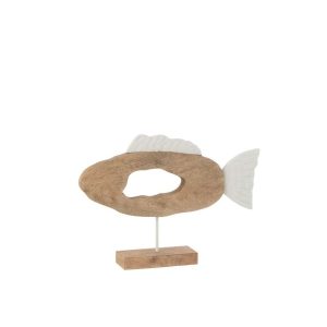 FISH OVAL ON STAND MANGO WOOD WHITE/NATURAL