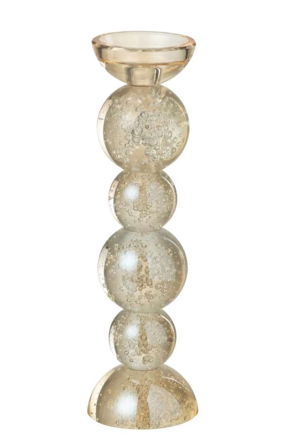 CANDLE HOLDER GLASS CHAMPAGNE COLORED LARGE