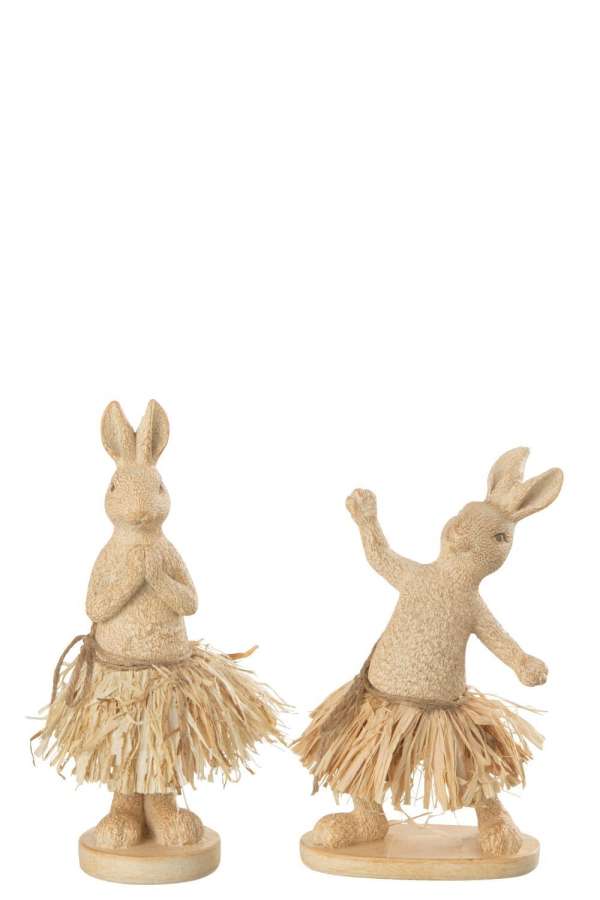 RABBIT STANDING YOGA STONE/RESIN NATURAL ASSORTMENT OF 2