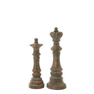 CHESS PIECE ANTIQUE OUTDOOR MAGNESIUM DARK GREEN ASSORTMENT OF 2