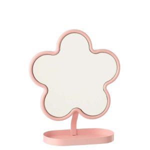 TABLE MIRROR FLOWER IRON LIGHT PINK