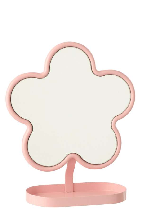 TABLE MIRROR FLOWER IRON LIGHT PINK