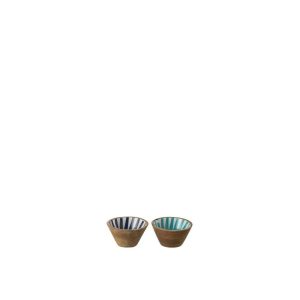 BOWL RAYS MANGO WOOD BLUE/WHITE EXTRA SMALL ASSORTMENT OF 2