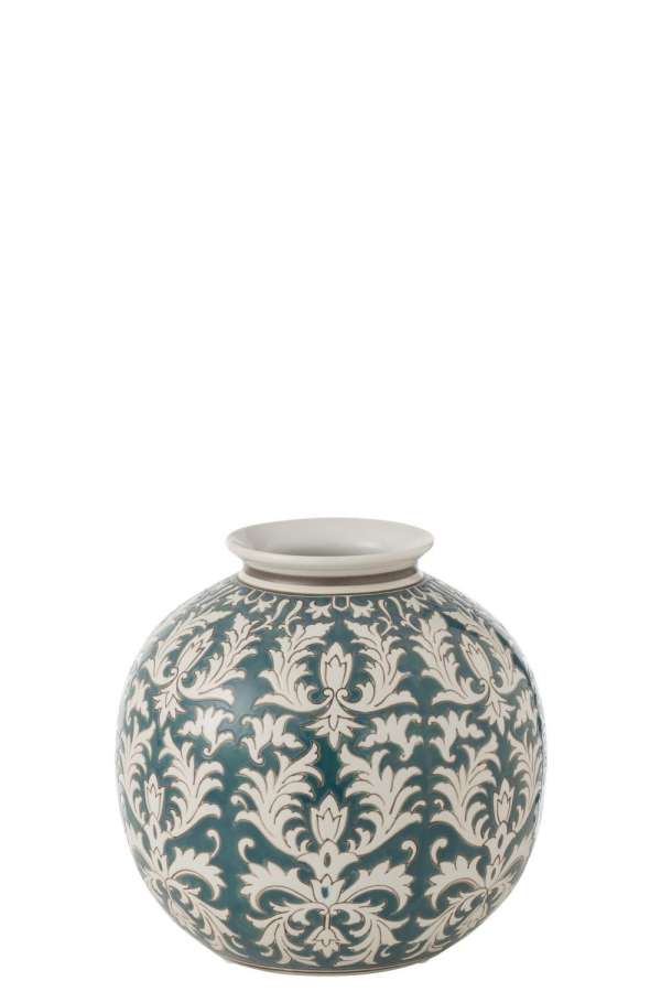 VASE VICTORIA ROUND PORCELAIN GREEN/WHITE