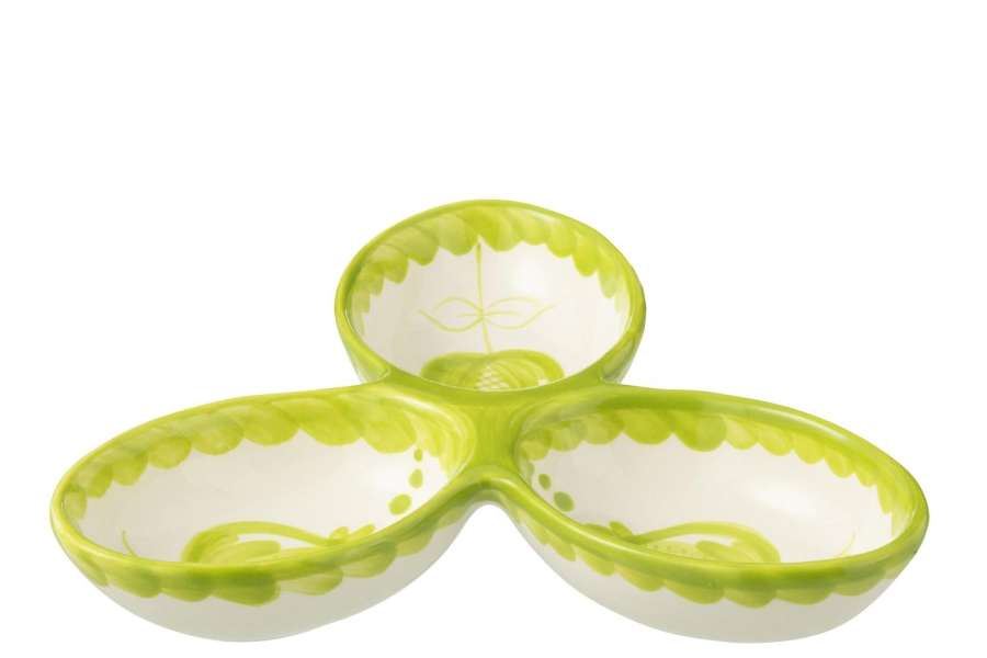 APERO DISH GRANADA CLOVER CERAMIC WHITE/GREEN