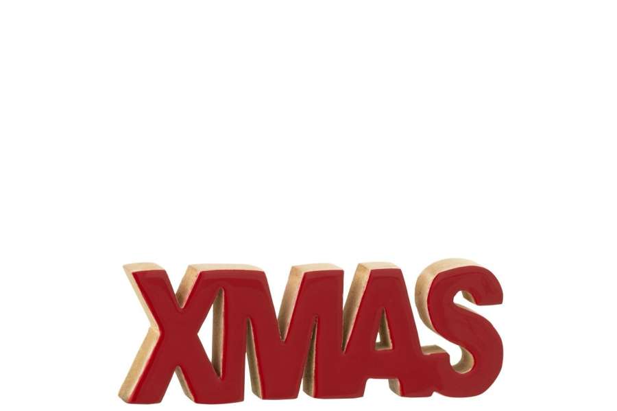 XMAS SHINY MANGO WOOD CHRISTMAS RED/NATURAL