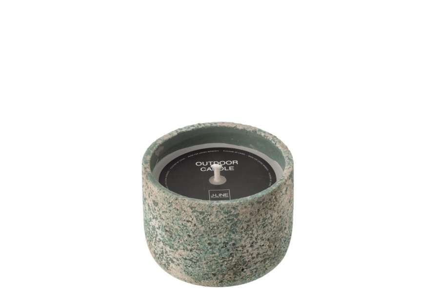 OUTDOOR CANDLE 16H ROUND PARAFFIN TURQUOISE SMALL