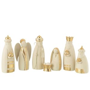 NATIVITY SCENE 7PARTS RESIN WHITE/GOLD