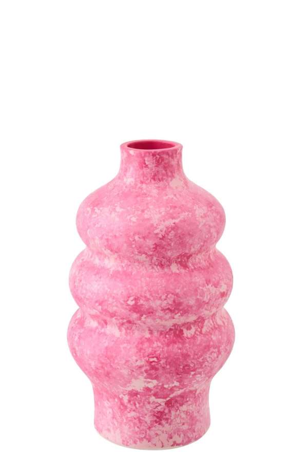 VASE CERAMIC PINK/WHITE SMALL