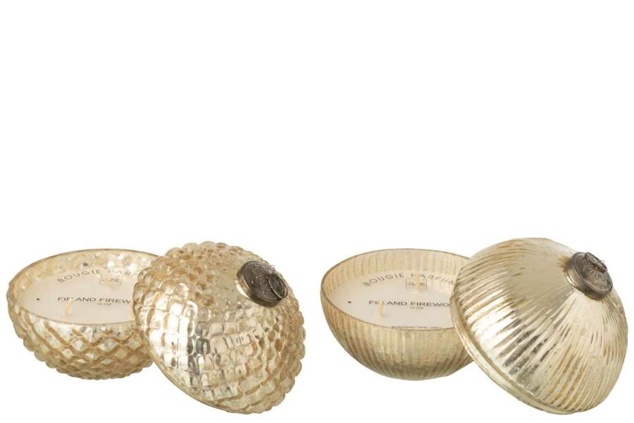 SCENTED CANDLE CHRISTMAS BAUBLE GLASS GOLD COLORED LARGE ASSORTMENT OF 2