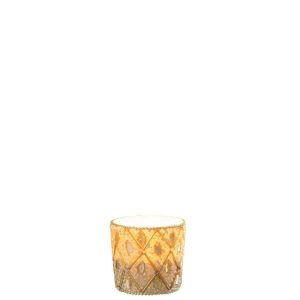 TEALIGHT HOLDER GLASS/BEADS WHITE/GOLD COLORED SMALL