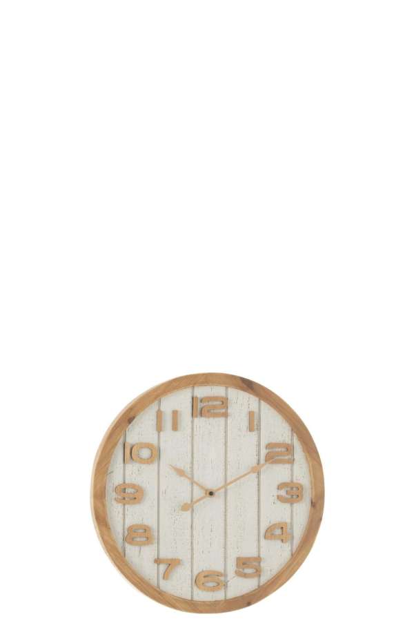 WALL CLOCK WOOD/MDF WHITE/NATURAL SMALL