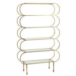 LADDER SHELF ROUNDED CORNERS GLASS GOLD/TRANSPARENT