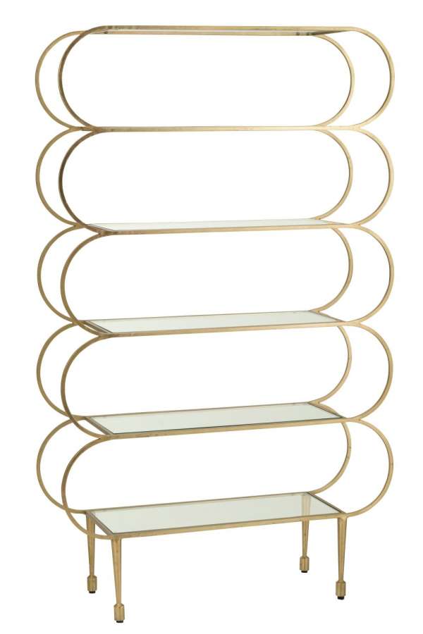 LADDER SHELF ROUNDED CORNERS GLASS GOLD/TRANSPARENT