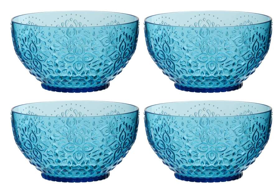 BOX OF 4 BOWL PLASTIC AZURE
