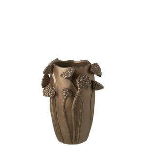 VASE LOTUS POD CLAY COPPER COLORED SMALL