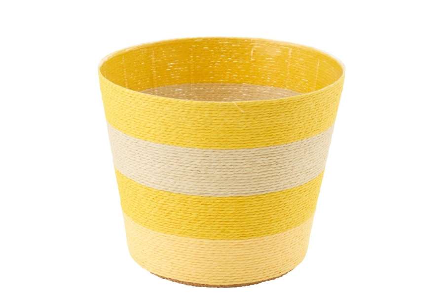 FLOWERPOT STRIPED PAPER YELLOW/NATURAL EXTRA LARGE