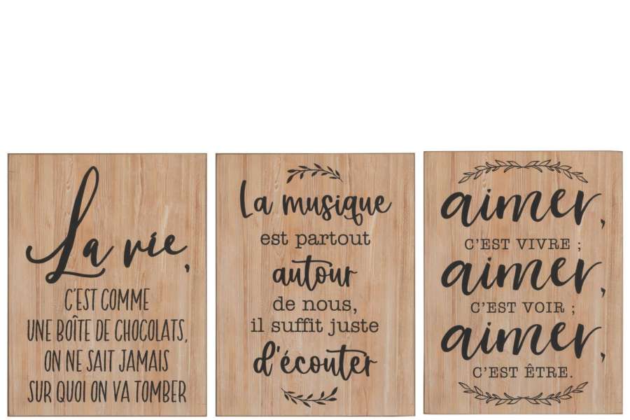 PLACARD VERTICAL FR BLACK TEX NATURAL ASSORTMENT OF 3