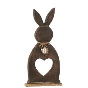 RABBIT HEART+EGG MANGO WOOD DARK BROWN LARGE