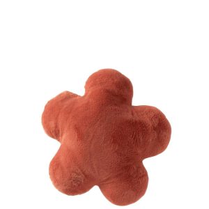 CUSHION FLOWER POLYESTER TERRACOTTA
