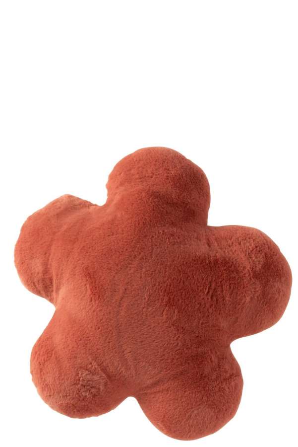CUSHION FLOWER POLYESTER TERRACOTTA
