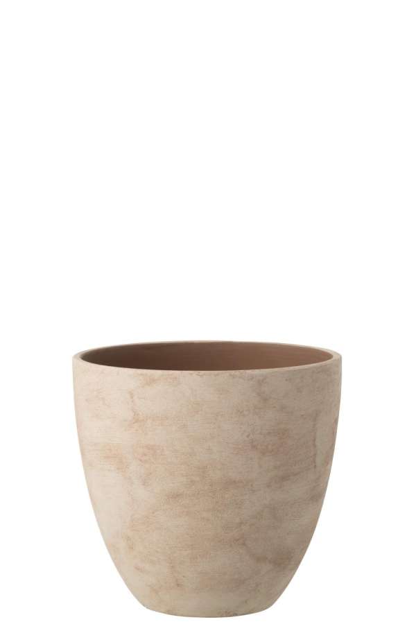 FLOWERPOT ROUND POTTERY LIGHT BEIGE LARGE