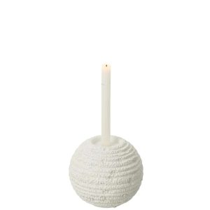 CANDLEHOLDER CRETA ROUND CEMENT WHITE LARGE