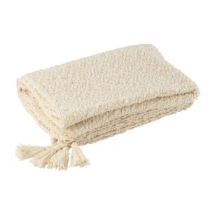 PLAID TASSELS COTTON CREAM