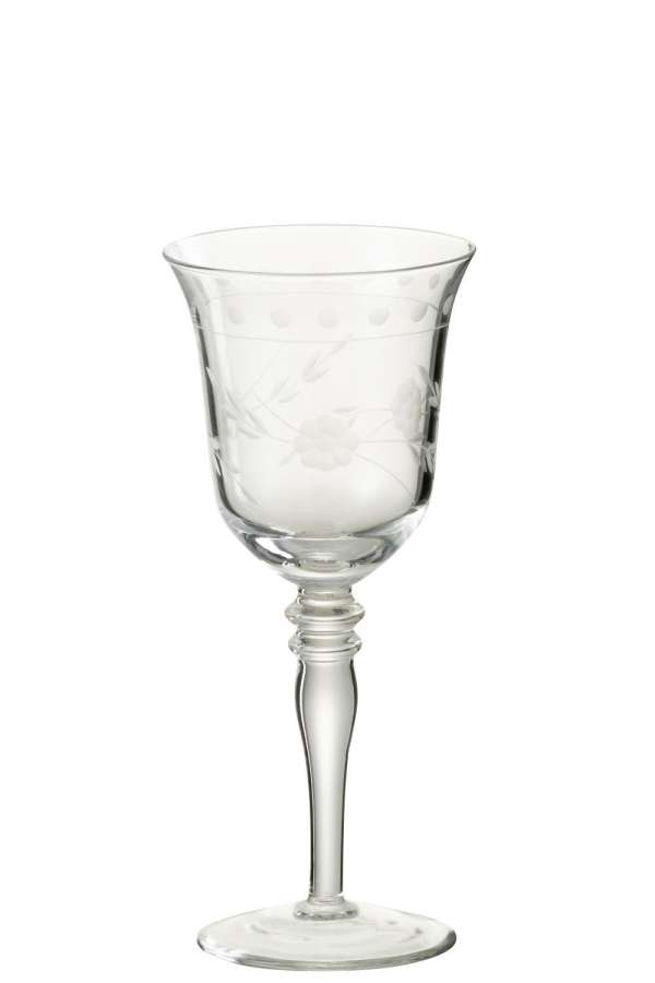 WINE GLASS RODE WINE ENGRAVED GLASS TRANSPARENT