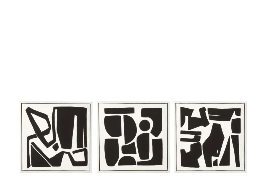 WALL DECORATION GEOMETRIC MDF BLACK/WHITE ASSORTMENT OF 3