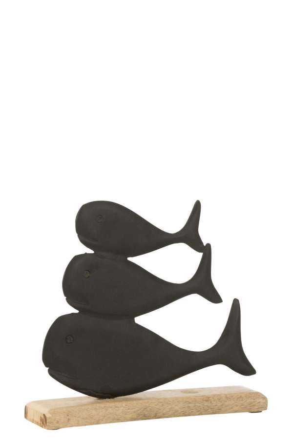 WHALES ON BASE ALUMINIUM BLACK LARGE